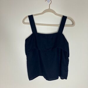 Quince Black Square Neck Tank Top